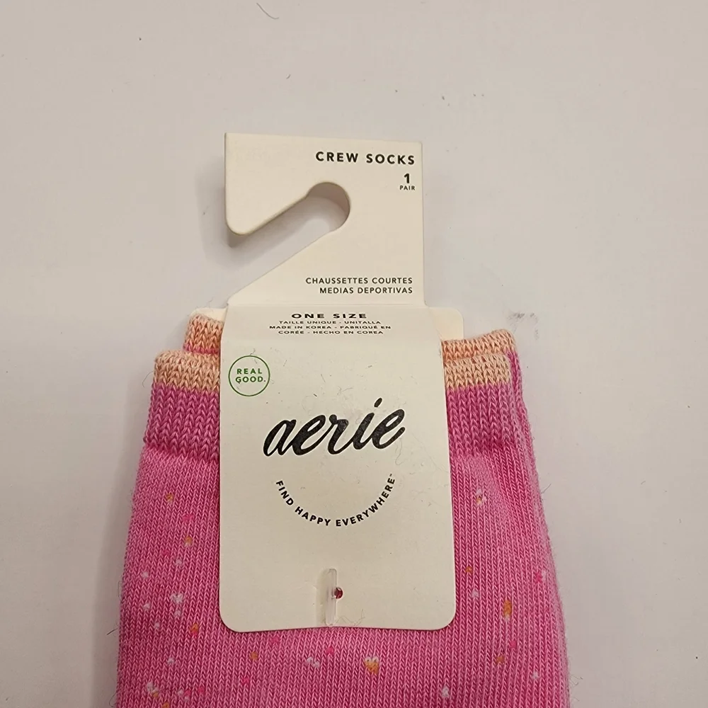 Aerie Pink‎ Red Speckled Crew Sock Nwt